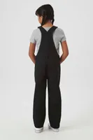 Girls Twill Overalls (Kids) in Black, 11/12