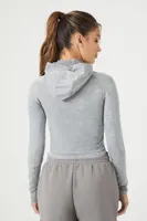 Women's Active Seamless Hooded Top in Dark Grey Large