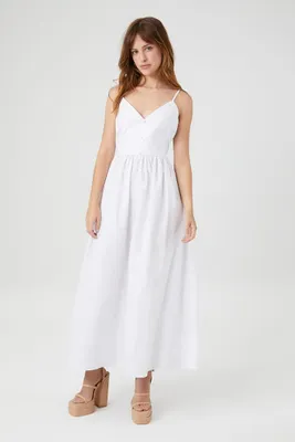 Women's V-Neck Cami Maxi Dress in White, XS