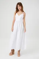 Women's V-Neck Cami Maxi Dress in White Small