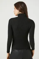 Women's Ribbed Mock Neck Top in Black Small