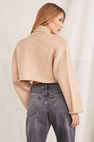 Women's Cropped Turtleneck Sweater in Taupe Large