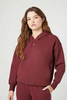 Women's Drop-Sleeve Fleece Hoodie in Wine Medium