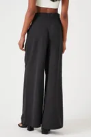 Women's Paperbag Wide-Leg Pants in Black, XS