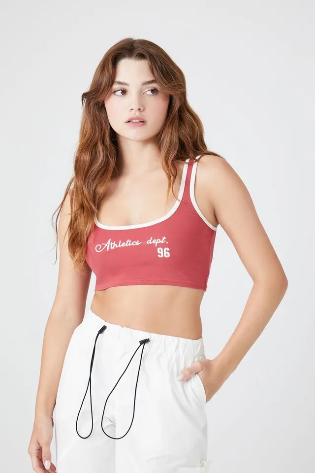 Forever 21 Women's Seamless Scoop Neck Sports Bra in Fiery Red Small