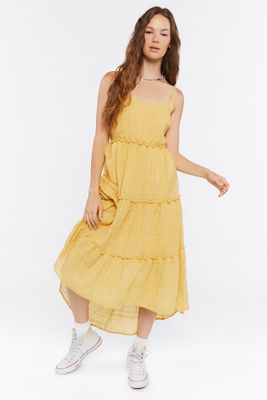 Women's Tiered Cami Maxi Dress in Yellow Medium
