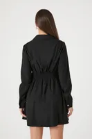 Women's A-Line Mini Shirt Dress in Black, XS