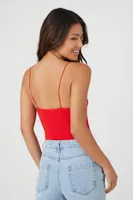 Women's Seamless Cami Lingerie Bodysuit in Fiery Red Medium