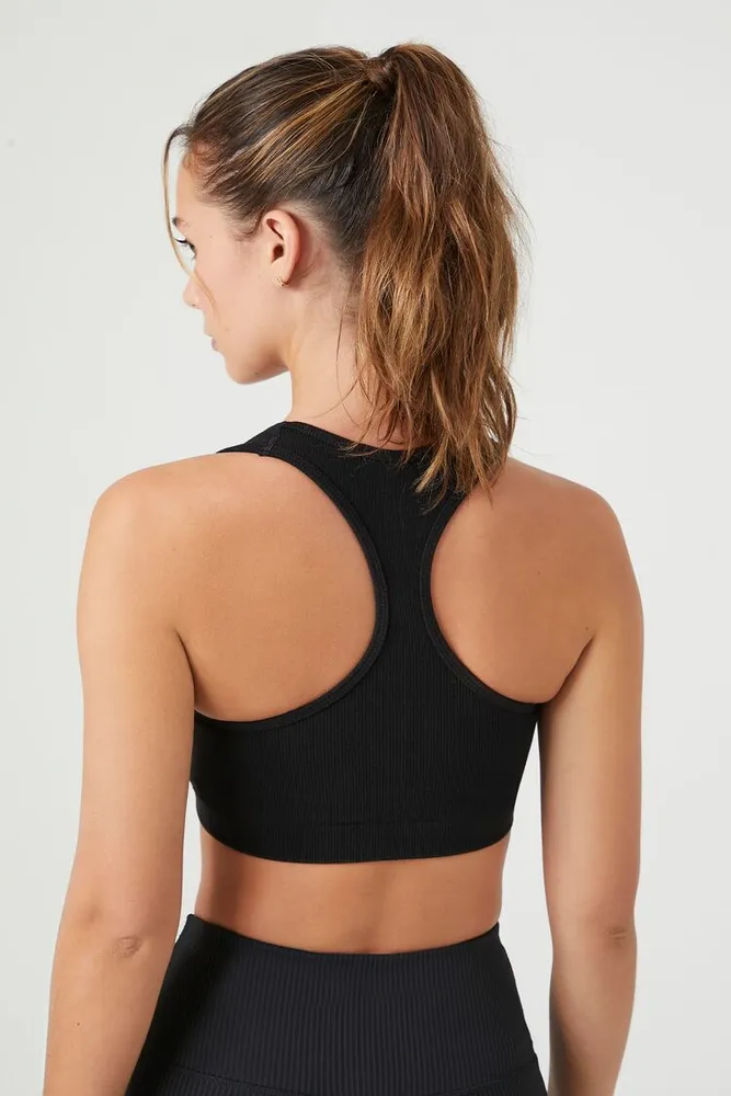 Women's Seamless Square-Neck Sports Bra in Black Small