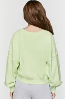 Women's French Terry V-Neck Pullover in Green Small