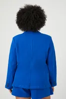 Women's Crinkled Double-Breasted Blazer in Sapphire, 3X