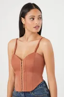 Women's Sweetheart Curved-Hem Bustier in Brown Large