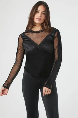 Women's Sheer Lace Velvet Top