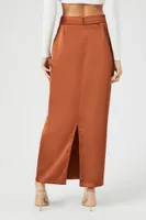 Women's Satin Cargo Maxi Skirt