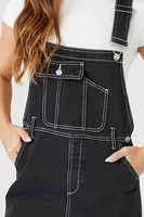 Women's Twill Wide-Leg Cargo Overalls in Black Small