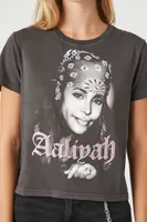 Women's Aaliyah Graphic Baby T-Shirt in Charcoal Small