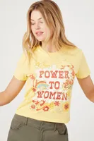 Power to Women's Graphic Baby T-Shirt in Yellow Large