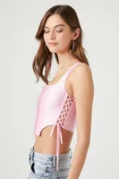 Women's Corset Lace-Up Crop Top Pink