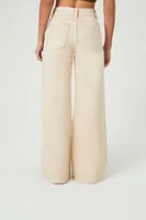 Women's Acid Wash Belted Jeans Beige