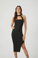 Women's Cutout Halter Midi Dress in Black Large