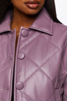 Women's Faux Leather Quilted Jacket in Dusk Small