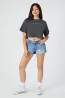 Women's Psalm Cropped Graphic T-Shirt in Charcoal Large