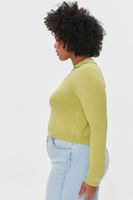 Women's Split-Neck Fitted Sweater in Green Banana, 0X