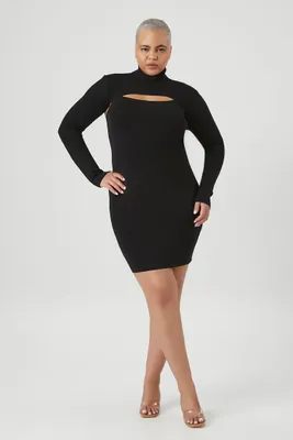 Women's Sweater Mini Dress & Bolero Set in Black, 1X