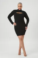 Women's Sweater Mini Dress & Bolero Set in Black, 1X