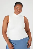 Women's Seamless Sweater-Knit Tank Top in Cream, 0X