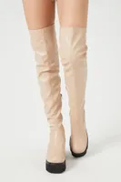 Women's Over-the-Knee Lug-Sole Boots in Nude, 6