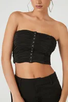 Women's Ruched Tube Top in Black Large