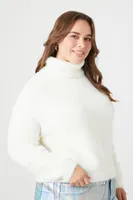 Women's Fuzzy Turtleneck Sweater Vanilla,