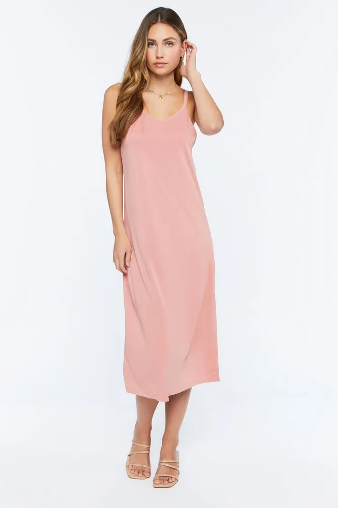 Women's V-Neck Midi Cami Dress Rose