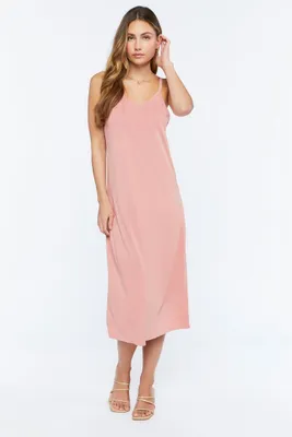 Women's V-Neck Midi Cami Dress Rose