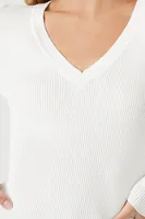 Women's Ribbed Knit V-Neck Sweater