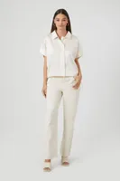 Women's Satin Snap-Button Shirt in Whisper White Small