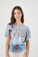 Women's ACDC Oversized Graphic T-Shirt in Blue, Size M/L