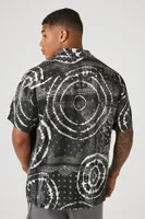 Men Satin Paisley Tie-Dye Shirt in Black Large