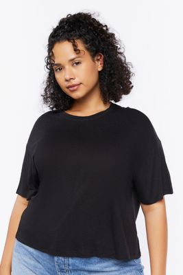 Women's Relaxed-Fit Crew Tee in Black, 1X