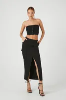 Women's Ruched Tube Top Black