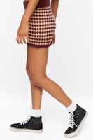 Women's Houndstooth Sweater-Knit Shorts in Merlot Medium