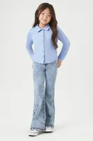 Girls Long-Sleeve Shirt (Kids) in Blue, 5/6