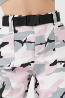 Women's Camo Print Cargo Pants in Pink Large