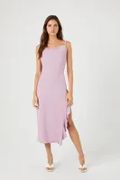 Women's Asymmetrical Cowl Midi Dress in Sugarplum Large