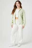 Women's Convertible Zip-Up Windbreaker Jacket Lily Pad/White,