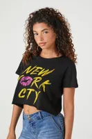 Women's Prince Peter New York Cty Cropped T-Shirt in Black Small