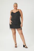 Women's Pearl & Sequin Mesh Mini Dress in Black, 4X