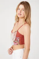 Women's Heartbreaker Fringe Cropped Cami in Rust Medium