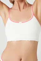 Women's Seamless Ribbed Bralette in White/Peachy Cheeks Medium